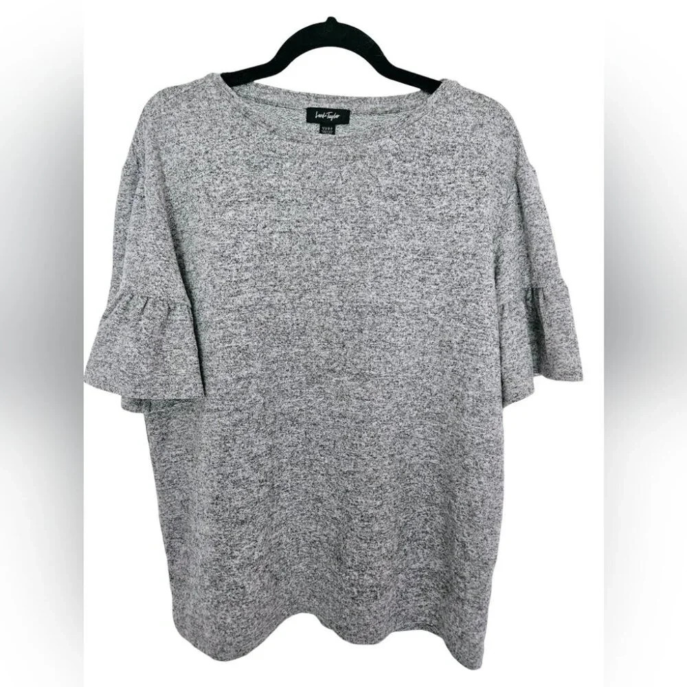Lord & Taylor Grey Top  with Flared Sleeves